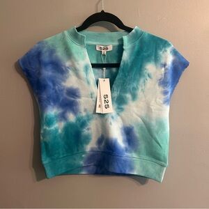 Revolve x 525 America Women's Tie-Dye Tank Cut Off Sweatshirt - Baja Blue Multi